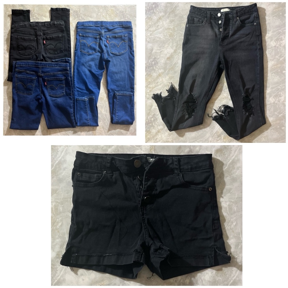 Girls jeans, jeggings and shorts size 12. Great condition. 5 pieces total.